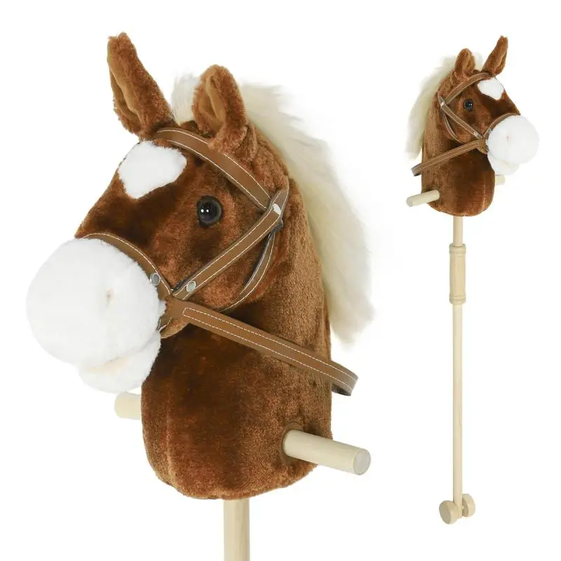 Brown Toy Hobby Horse with Sound and Wheels