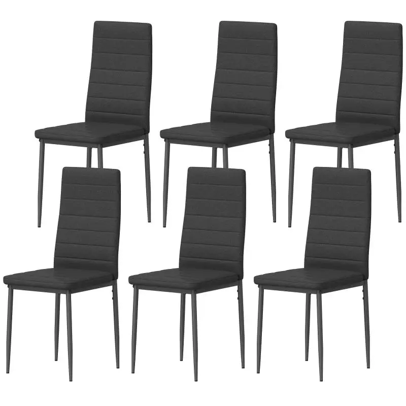 Pack of 6 Dining Chairs, Black
