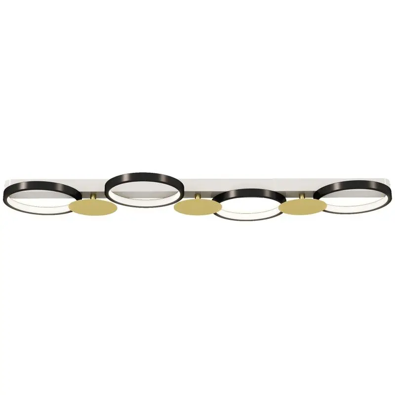Dimmable Ceiling Light with 4 Spotlights, Remote Control, Scene Modes, 1500 lm, 38 W, 3000 K-6500 K, Black and Gold