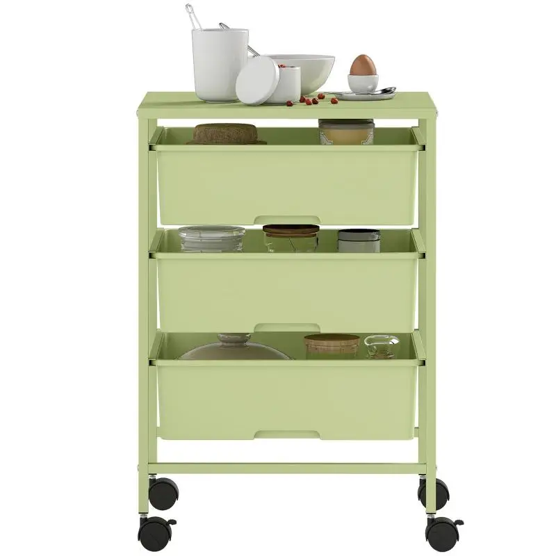 4-Tier Storage Cart with Wheels, Green