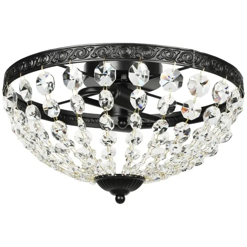 Crystal Ceiling Light, 35 cm, Black