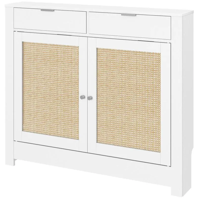 Radiator Cover with 2 Compartments and Rattan Doors