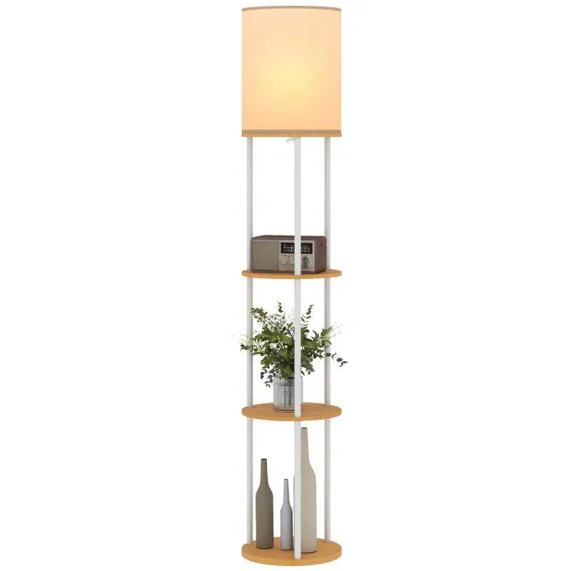 Floor Lamp with Shelves and Remote Control