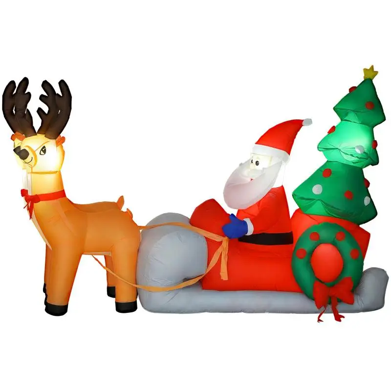 Inflatable Santa Claus with Sleigh and Reindeer, 216 cm