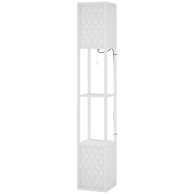 Floor Lamp with Storage Shelves, White