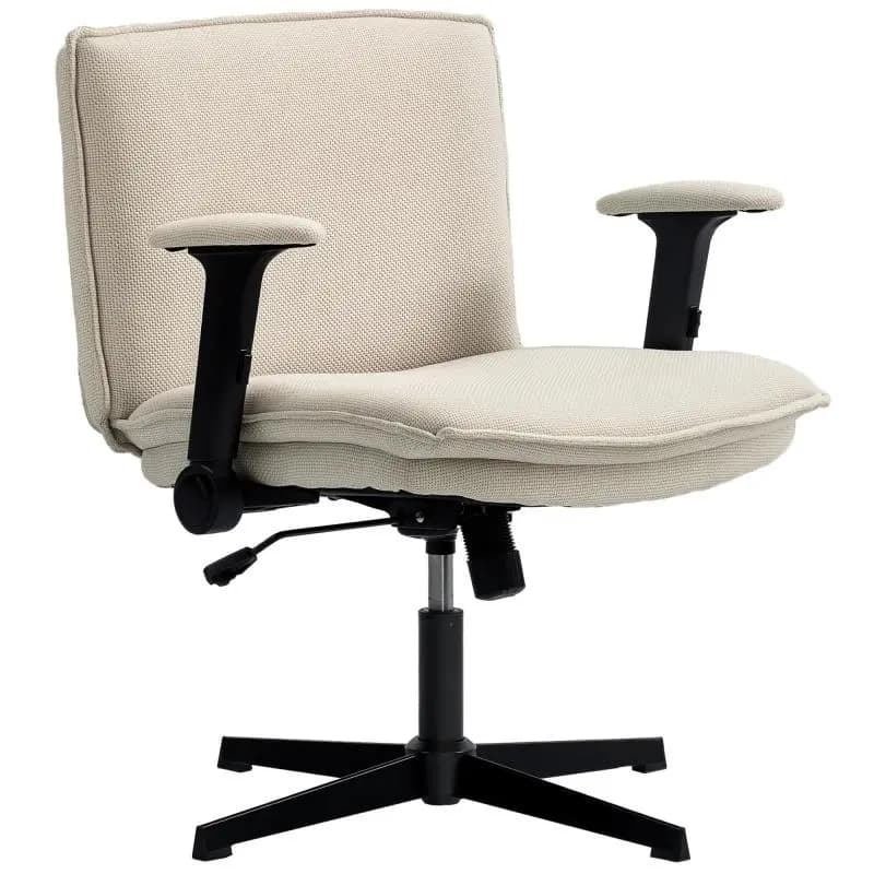 Height-Adjustable Swivel Office Chair, Cream