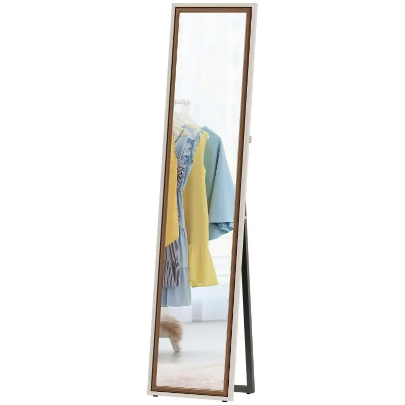 Full-Length Mirror, 157 x 37 cm, White and Brown