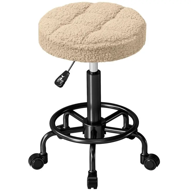 Height-Adjustable Swivel Stool on Wheels, Grey