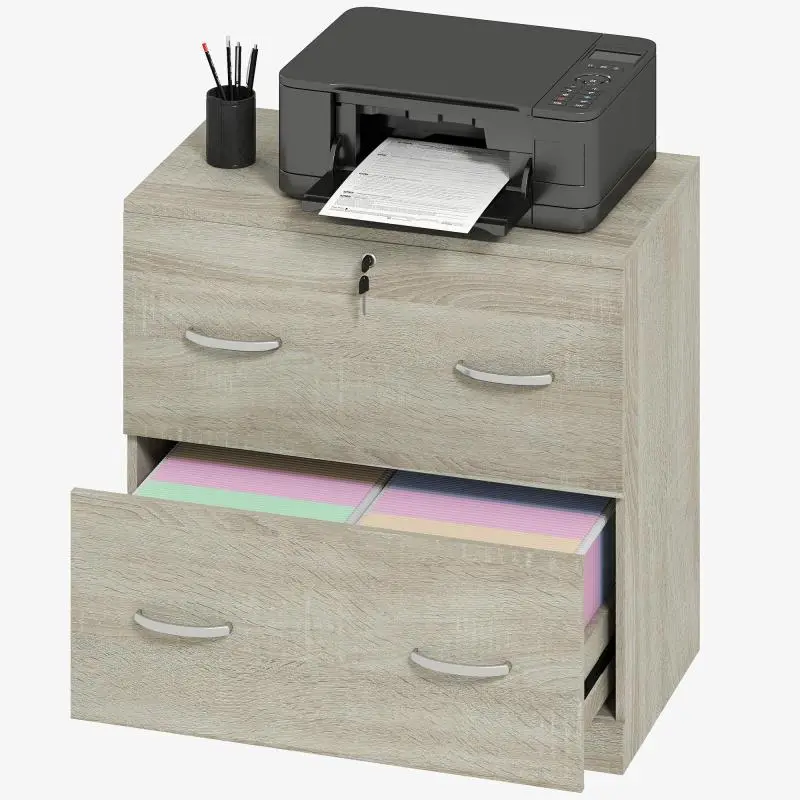 2-Drawer Filing Cabinet with Lock, 77 x 42 x 72 cm