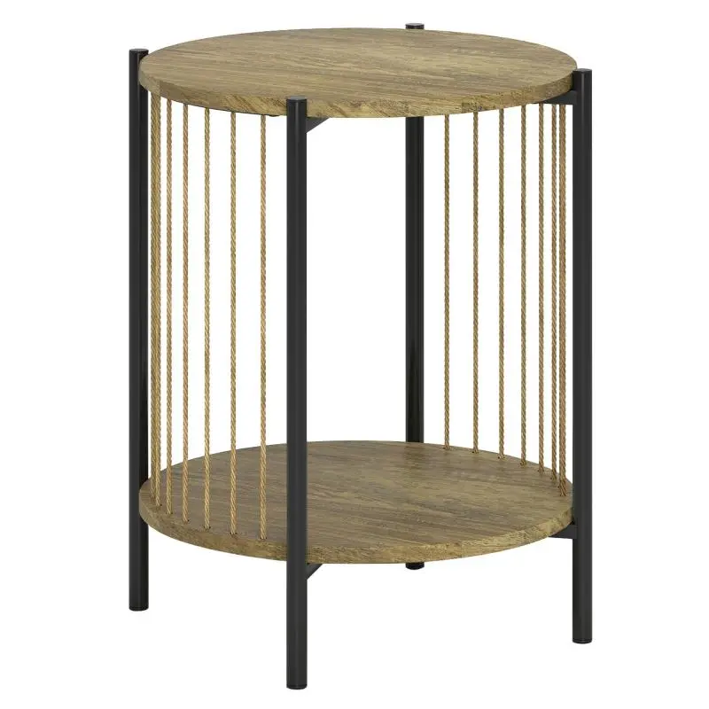 2-Tier Round Side Table with Shelf