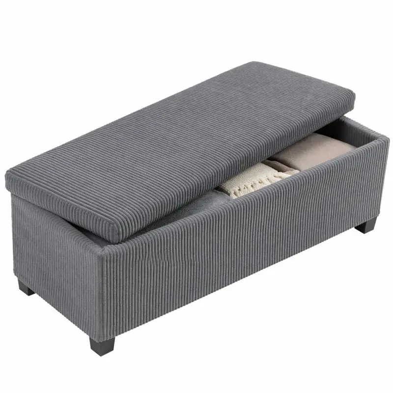Storage Bench, 84 L, Grey Corduroy