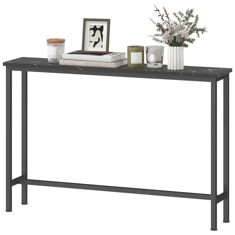 Narrow Console Table with Marble Effect Top