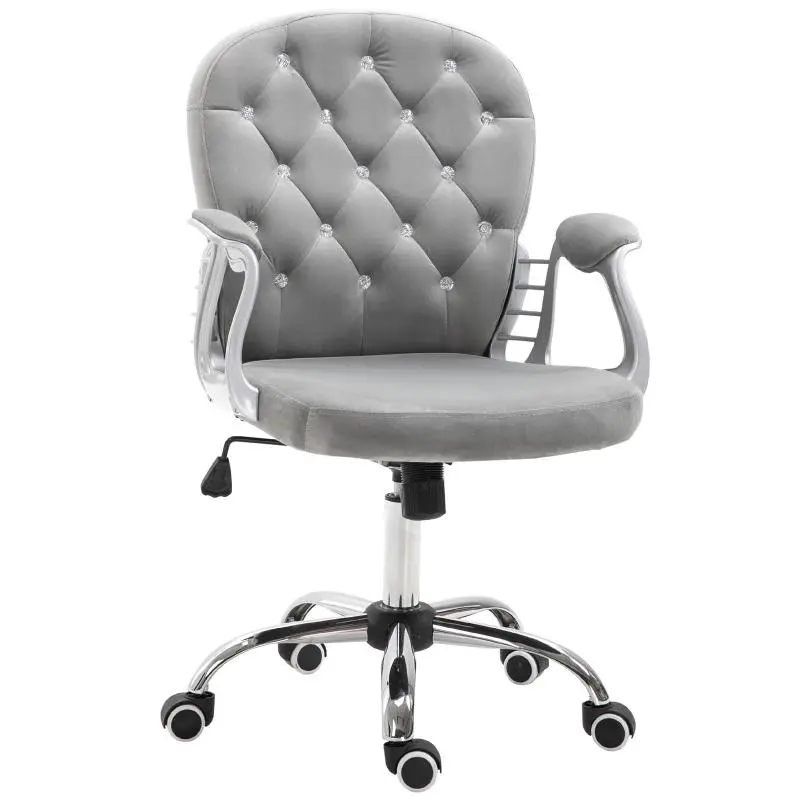 Velvet Desk Chair with Adjustable Height and Armrests