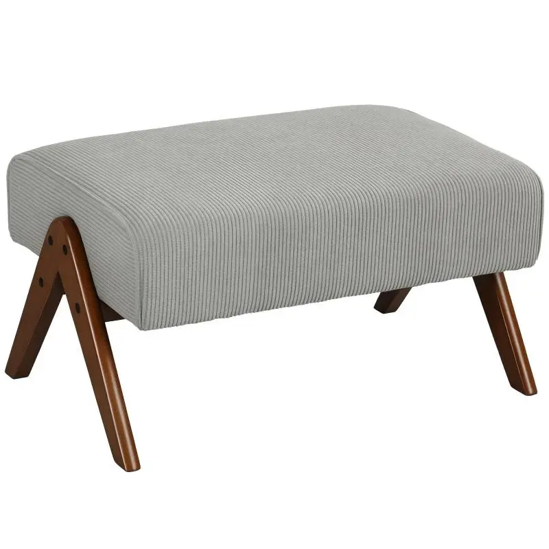 Grey Footstool with Padded Seat, 69 × 47 × 36 cm