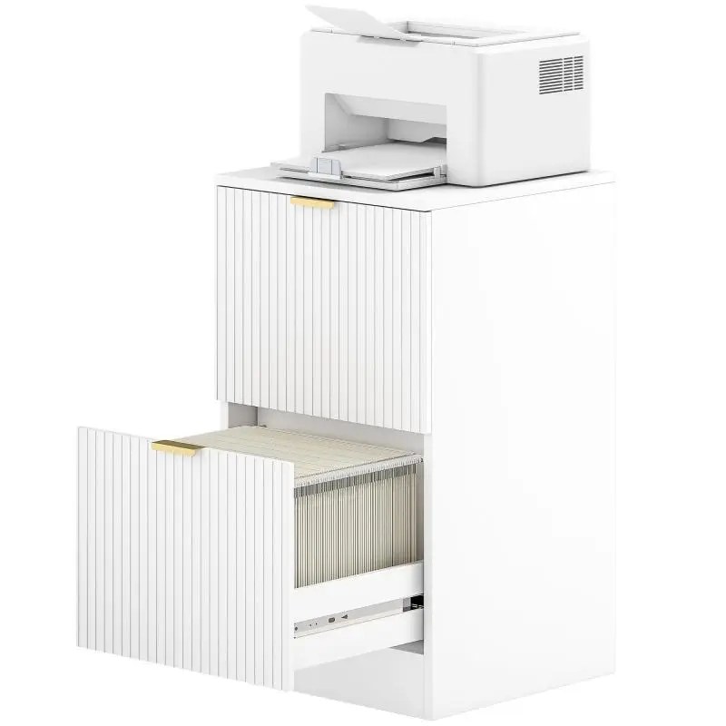 2-Drawer Desk Cabinet with Ribbed Fronts