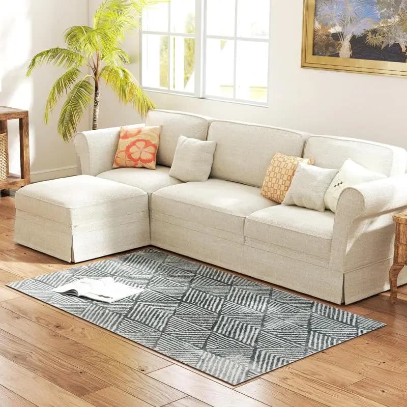 Short-Pile Living Room Rug, 170 x 120 cm, Cream