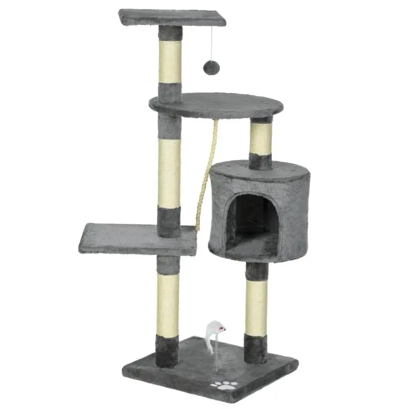 Cat Tree with Sisal Posts, Cave and Toys, 116 cm