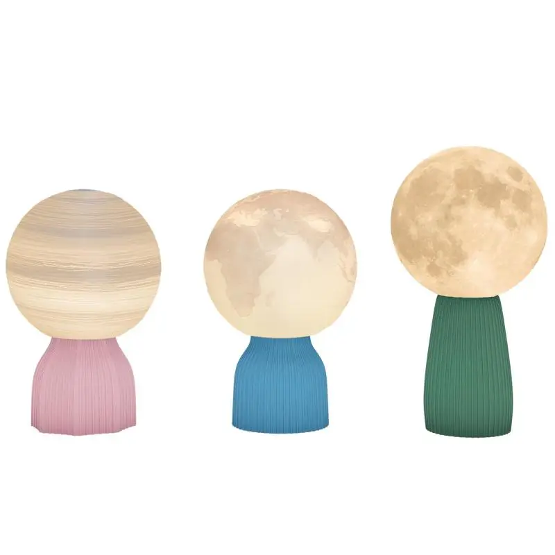 Set of 3 3D Bedside Lamps, USB, White