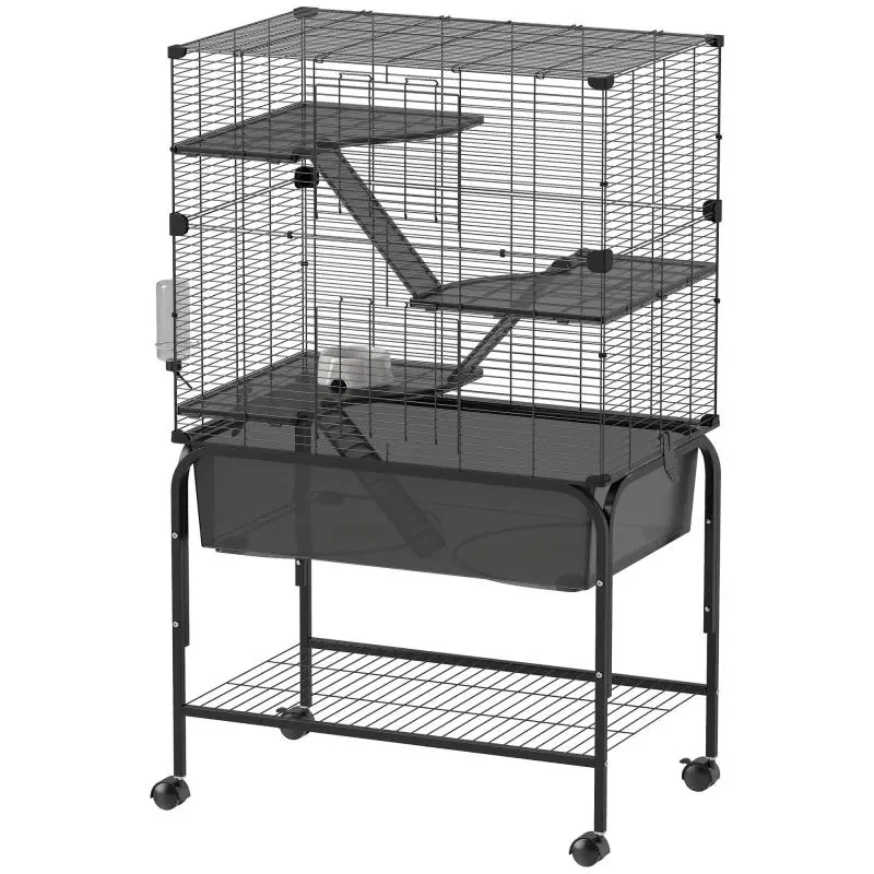 4-Tier Small Animal Cage with Wheels, White
