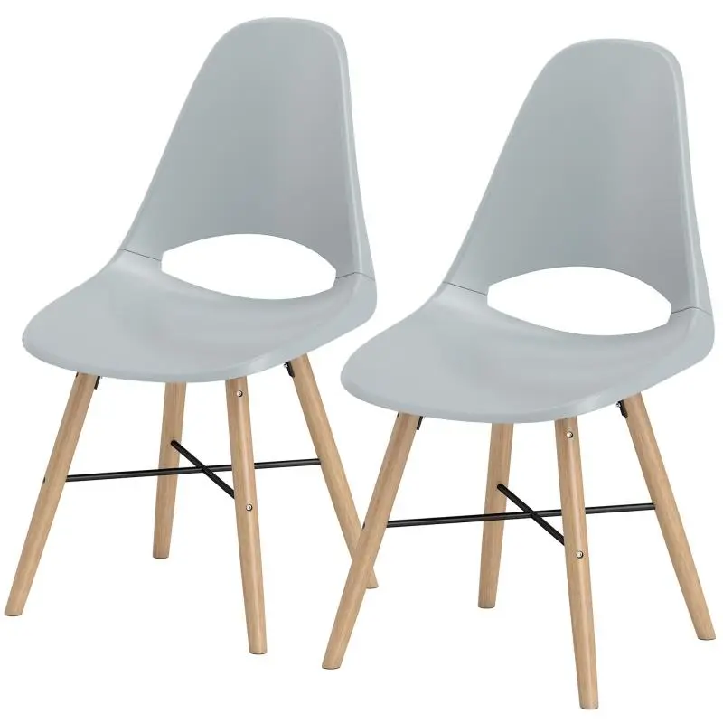 Set of 2 Dining Chairs with Curved Backrest, Grey