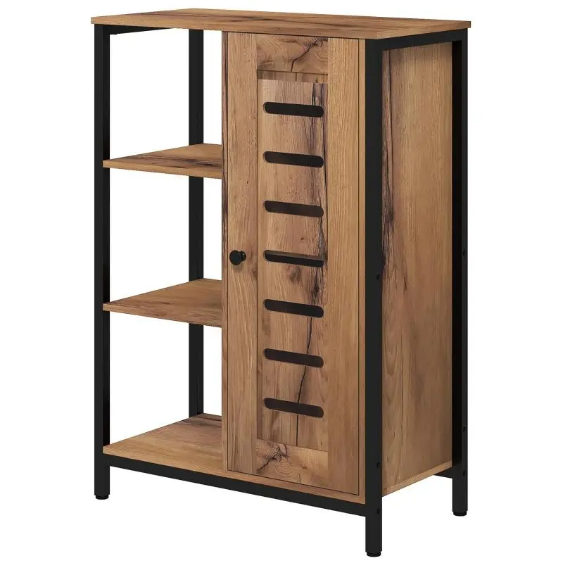 Narrow Bathroom Cabinet with Slatted Door, 60 cm