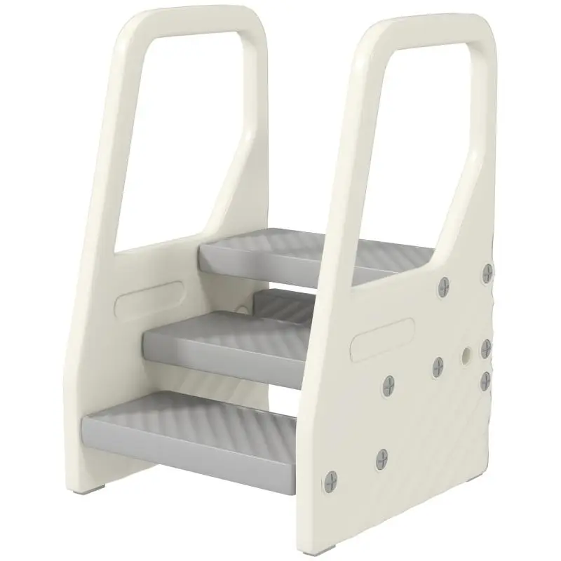 Adjustable Kids' Stool with 2 or 3 Steps, Grey