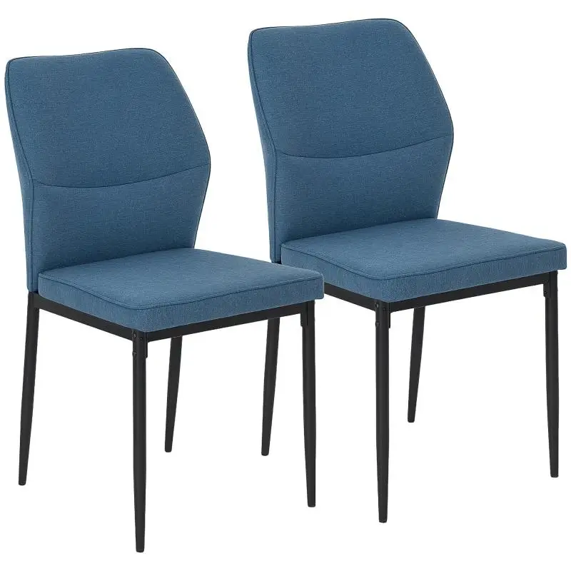 Set of 2 Dining Chairs with Curved Backrest, Blue