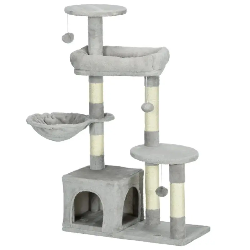 Cat Scratching Tree with Cave and Hanging Balls