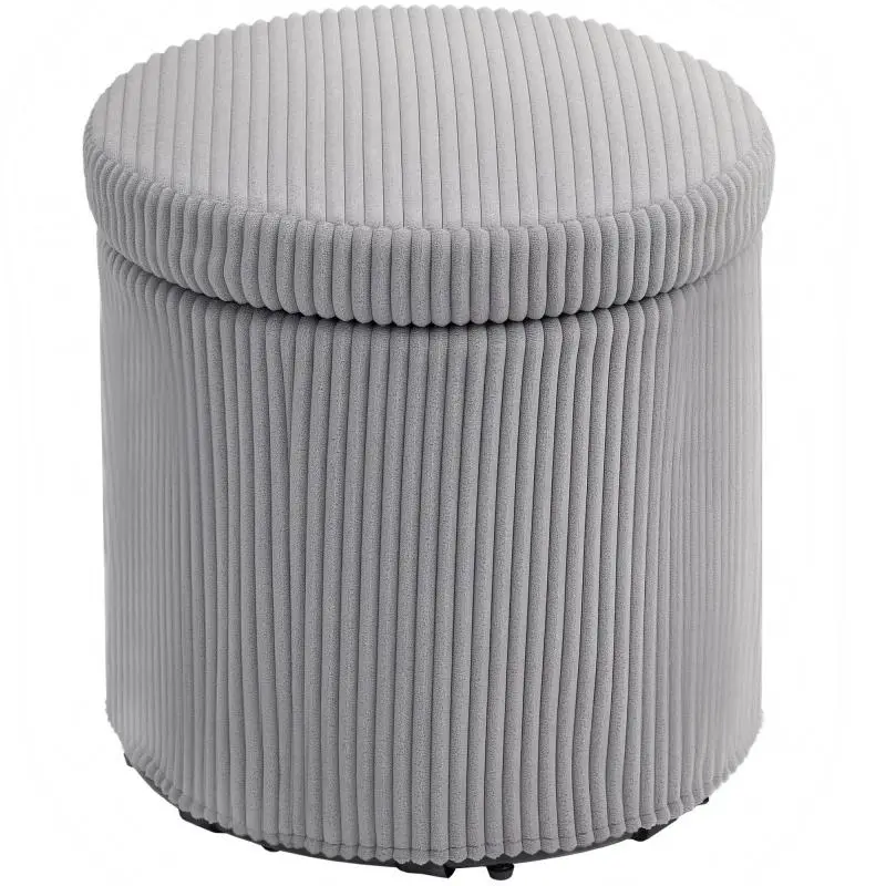 Round Storage Pouf, 40 cm, Light Grey