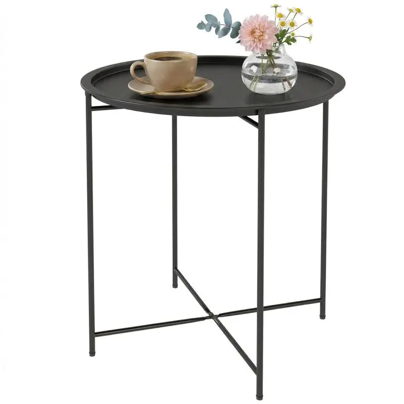 Round Garden Side Table with Removable Tray, 46 cm