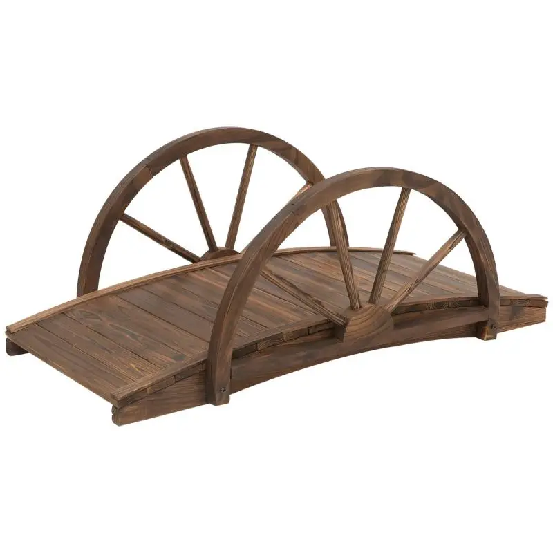 Wooden Garden Bridge with Railings, 100 cm