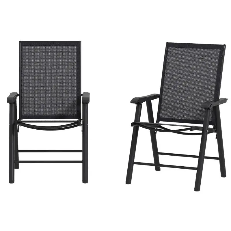 Set of 2 Folding Camping Chairs, Dark Grey