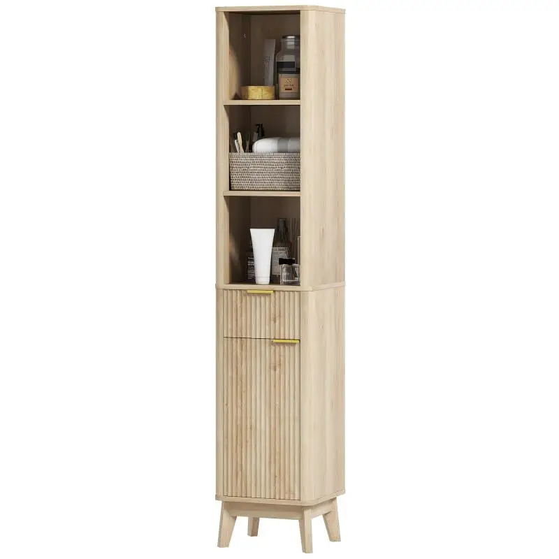 Tall Bathroom Cabinet with Drawer, 170 cm