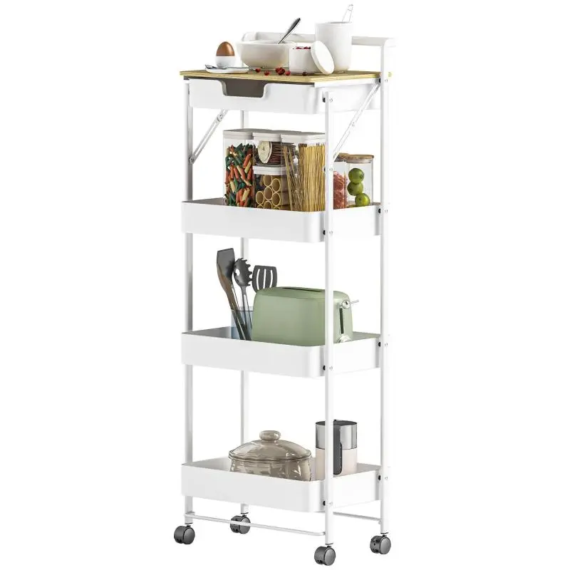 4-Tier Rolling Utility Cart, Light Green