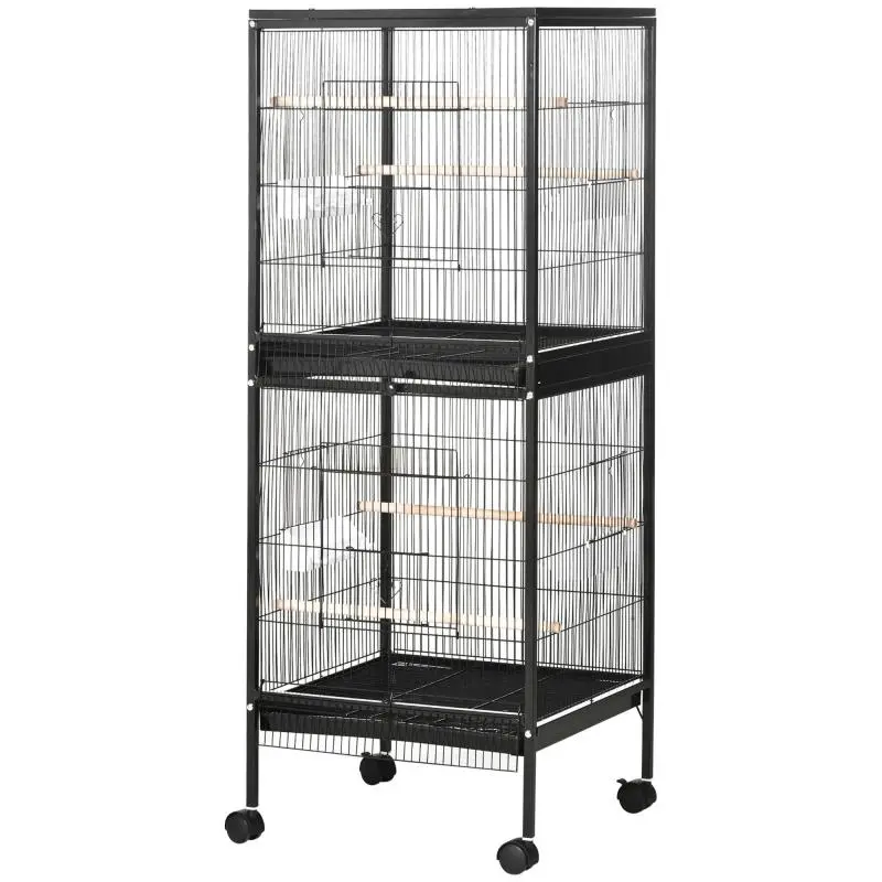 2-Tier Bird Cage with Wheels, 140 cm
