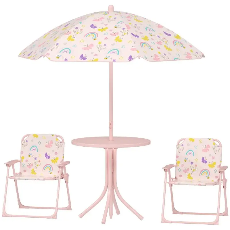 Foldable Kids Garden Set with Table, Chairs and Umbrella