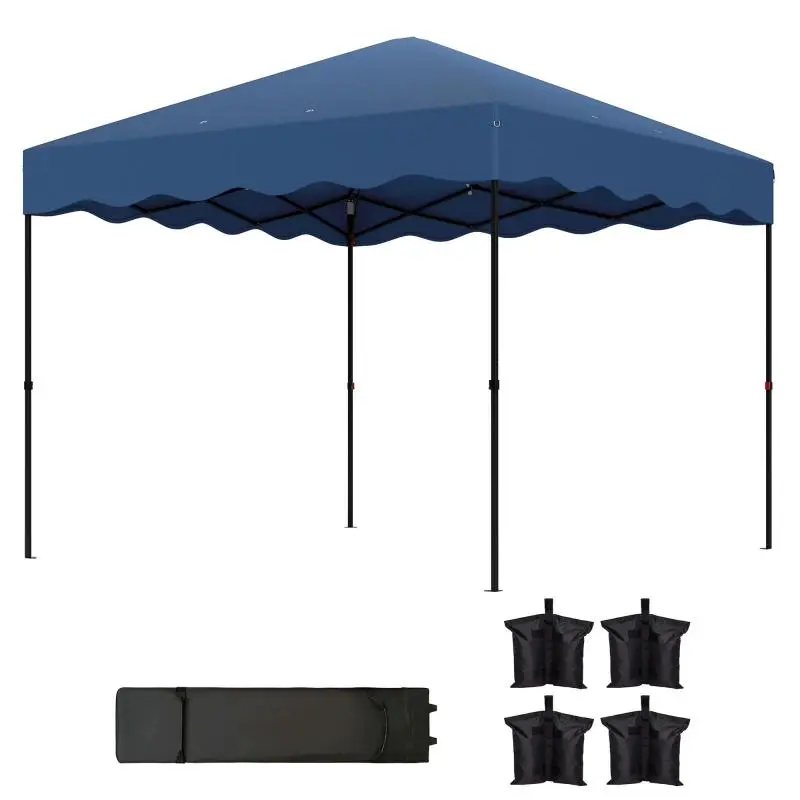 Folding Canopy, 3 x 3 m, Adjustable Height, Dark Blue