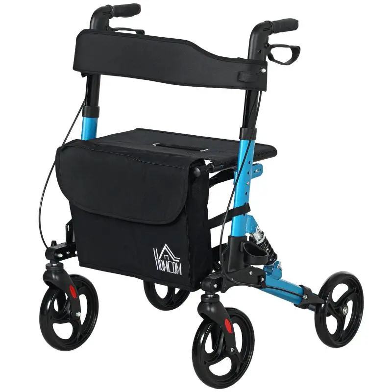 Foldable Aluminium Walker with Seat and 4 Wheels