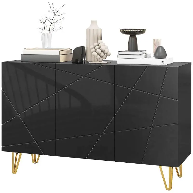 Sideboard with 3 Doors and Adjustable Shelves, 120 cm, Black