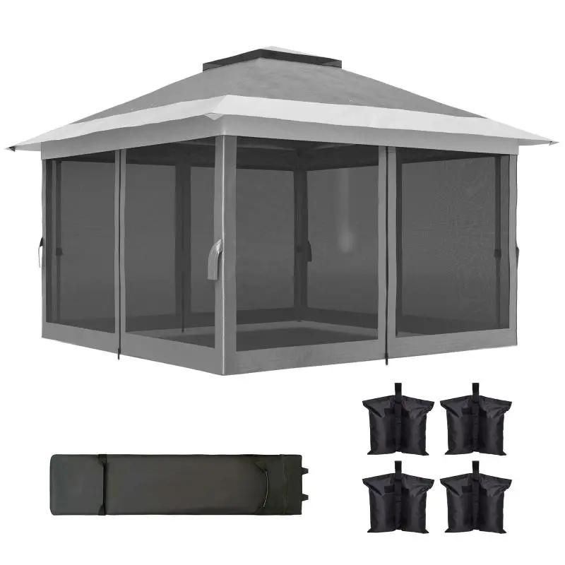 Folding Gazebo 3.6 × 3.6 m with Mesh Sides