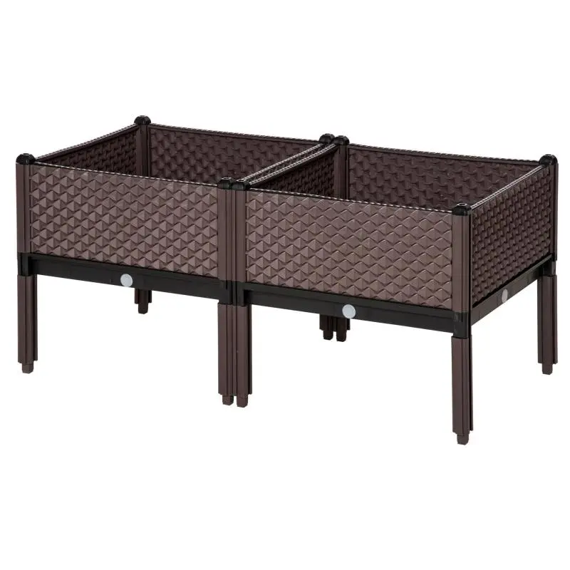 Set of 2 Outdoor Planters, 50 x 50 x 46.5 cm, Brown