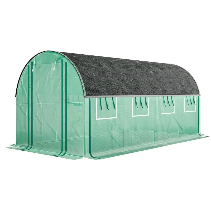 Tunnel Greenhouse with 8 Windows and 2 Doors