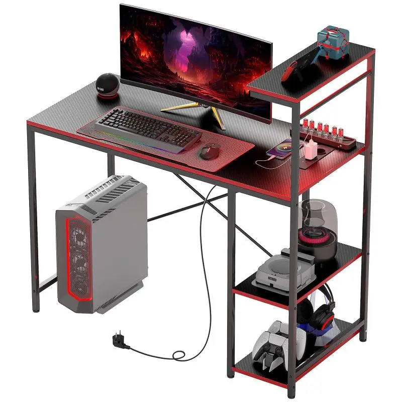 Gaming Desk with LED Lights, 110 cm