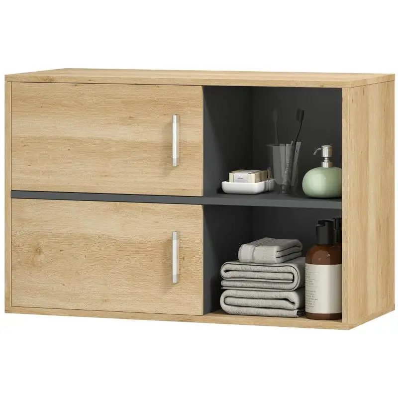 Wall-Mounted Bathroom Cabinet, 80 cm, Natural Finish