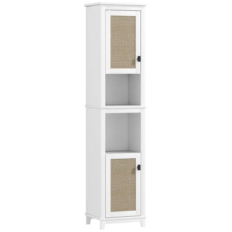 Bathroom Tall Cabinet with Rattan Fronts, 40 cm