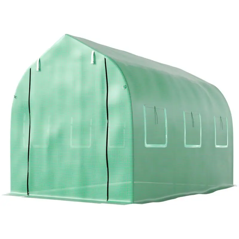 3x2x2 m Tunnel Greenhouse with 6 Mesh Windows and Door, Vegetable Garden Greenhouse for Patio or Garden