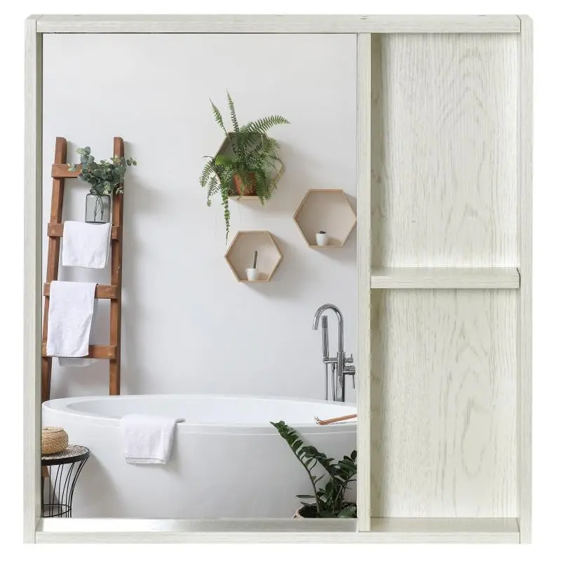 Bathroom Mirror Cabinet with Shelves, 65 cm