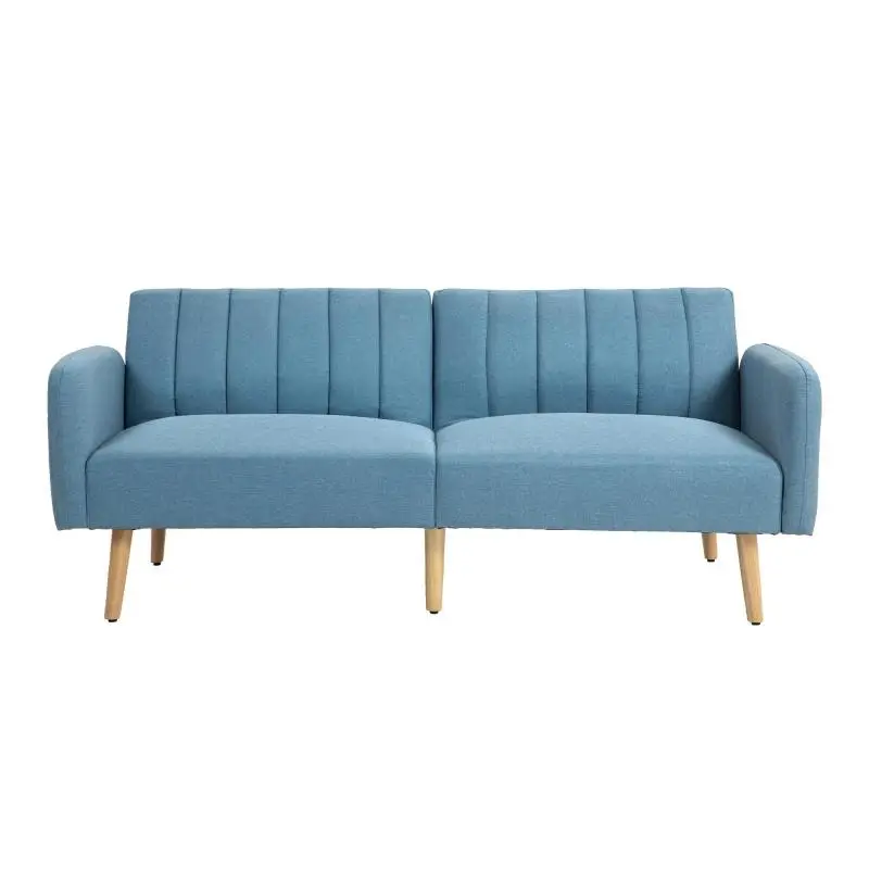 2-Seater Sofa Bed with Adjustable Backrest, Blue