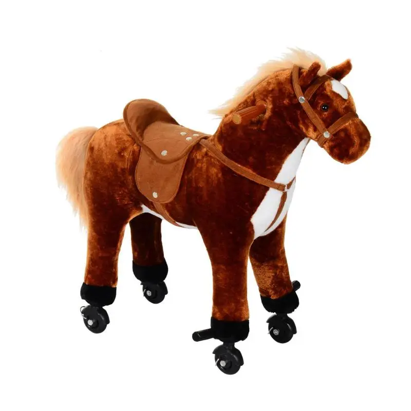 Ride-On Toy Horse with Sounds, Brown