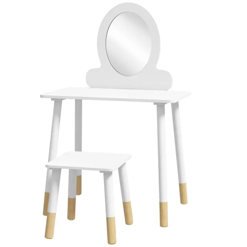 Kids Makeup Vanity with Stool and Mirror